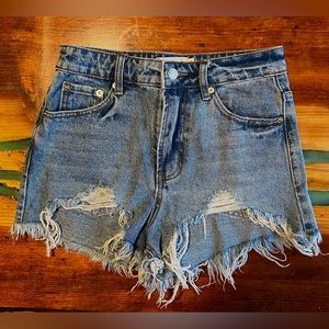 Adika High Rise Distressed Shorts